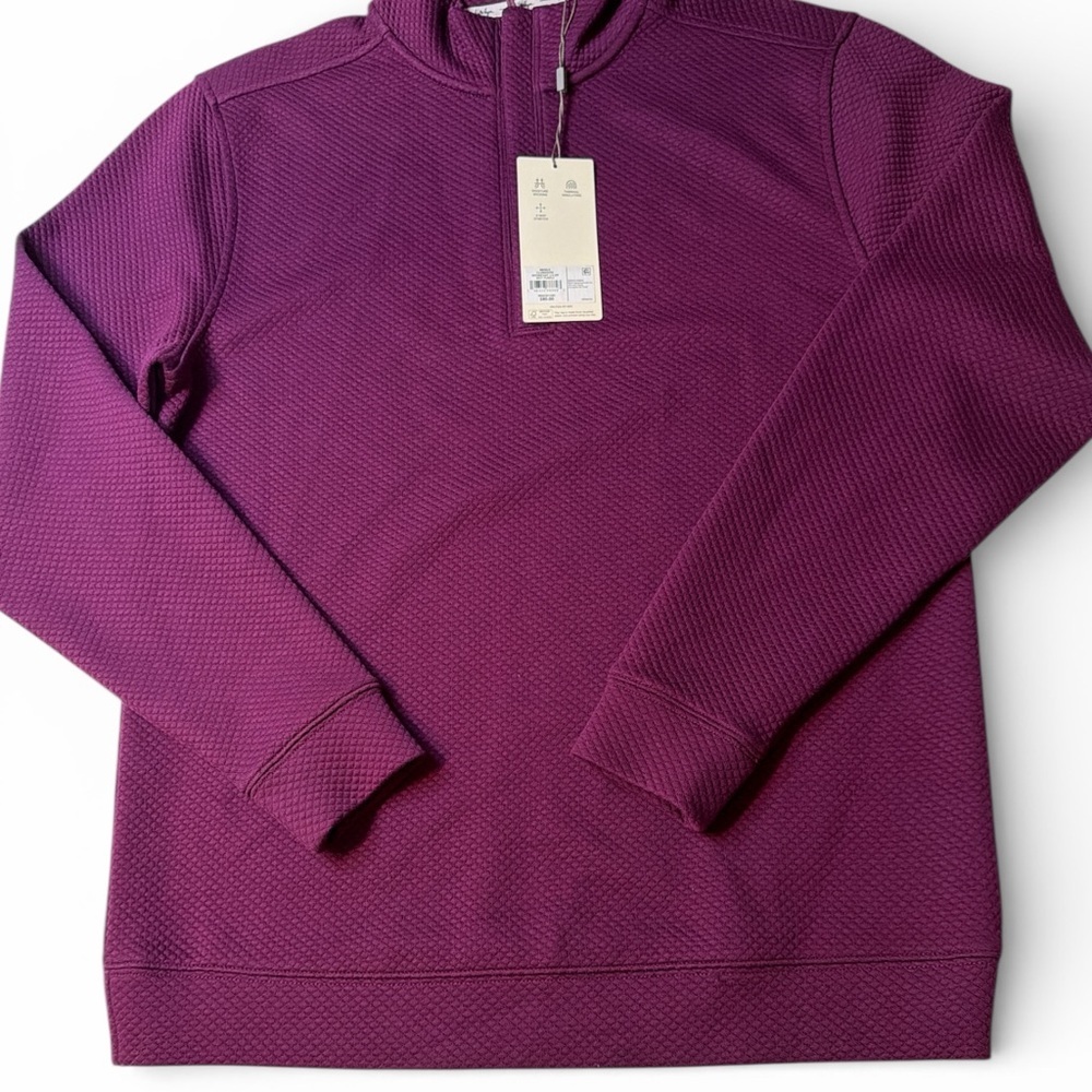 NEW Walter Hagen Golf Clubhouse Midweight 1/4 Zip Mens SMALL Diamond Beet Purple